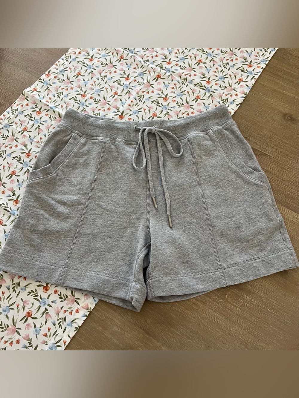 Workshop Republic Clothing Light Gray Lounge Shorts with Drawstring